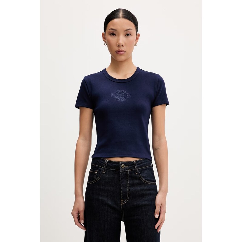 HUGO crop top dámský s bavlnou Delanor_4 115586051