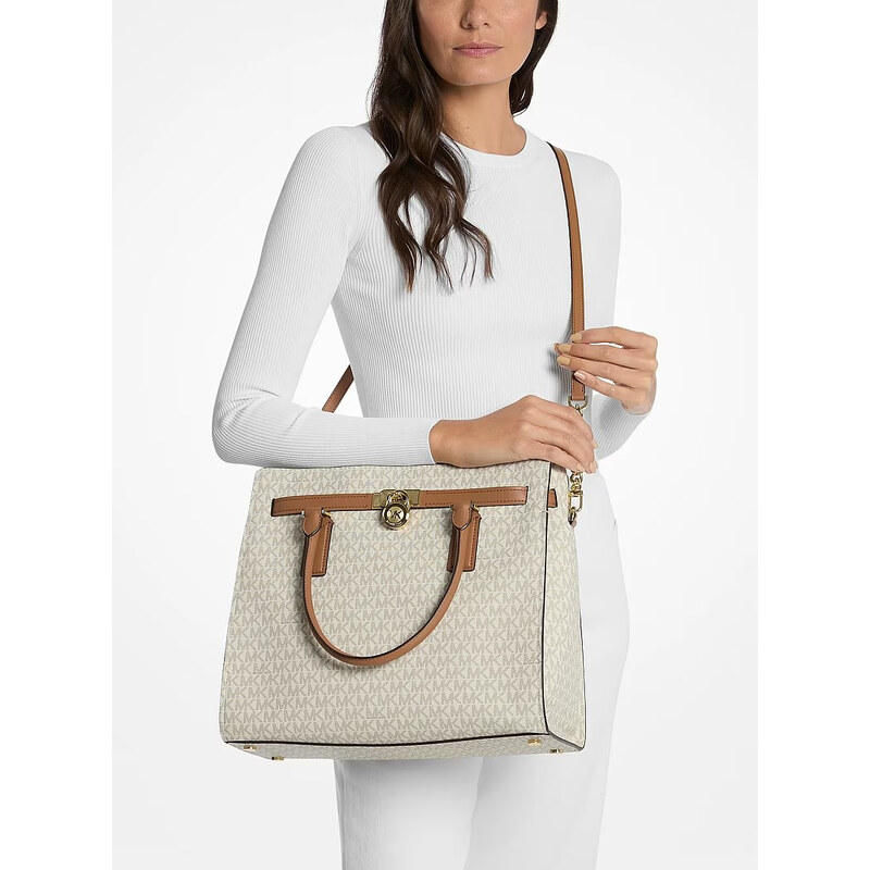 Michael Kors Hamilton Moderne large satchel kabelka logo vanilla