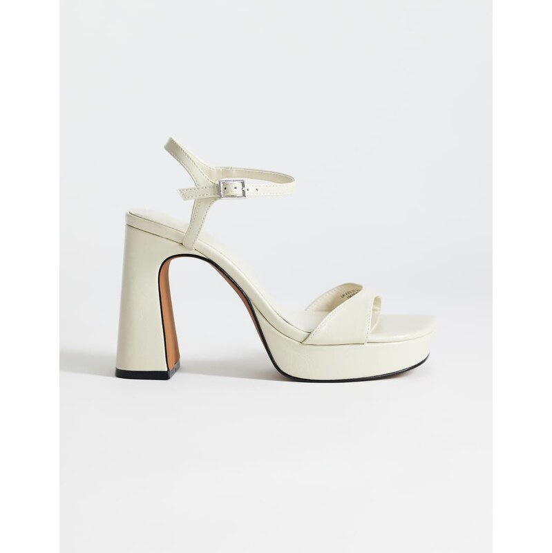 Topshop Faye platform two part sandal in off white-Neutral 115640332
