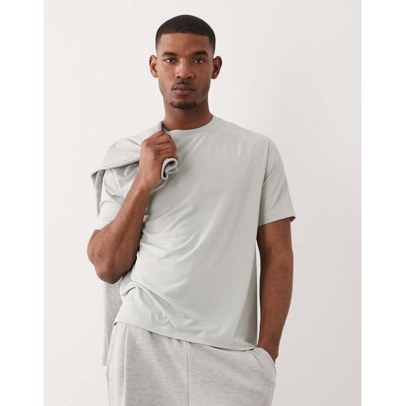 ARKET raglan sleeve active t-shirt in dusty green
