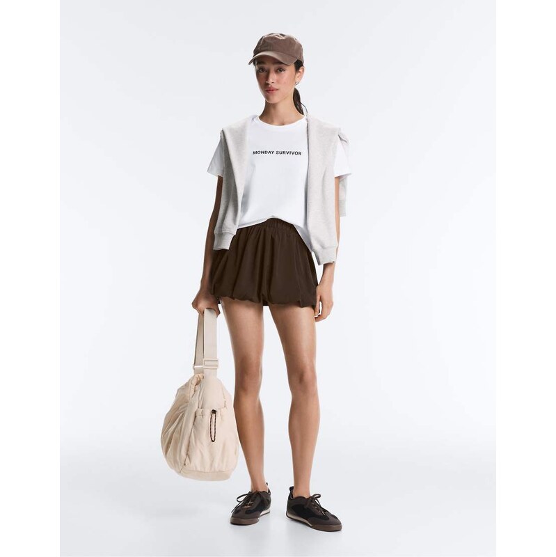 OYSHO High rise compressive balloon skirt in brown