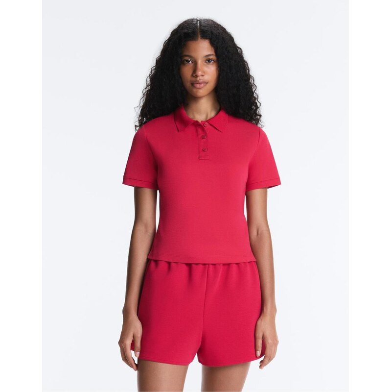 OYSHO Short sleeve piqué polo shirt in red