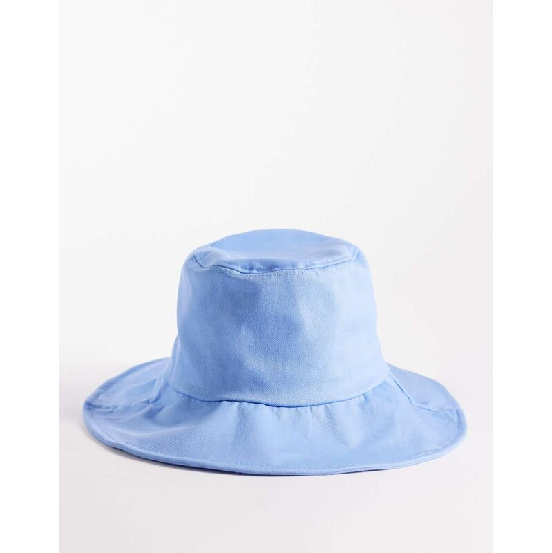 South Beach wide brim canvas bucket hat in pale blue 115589519