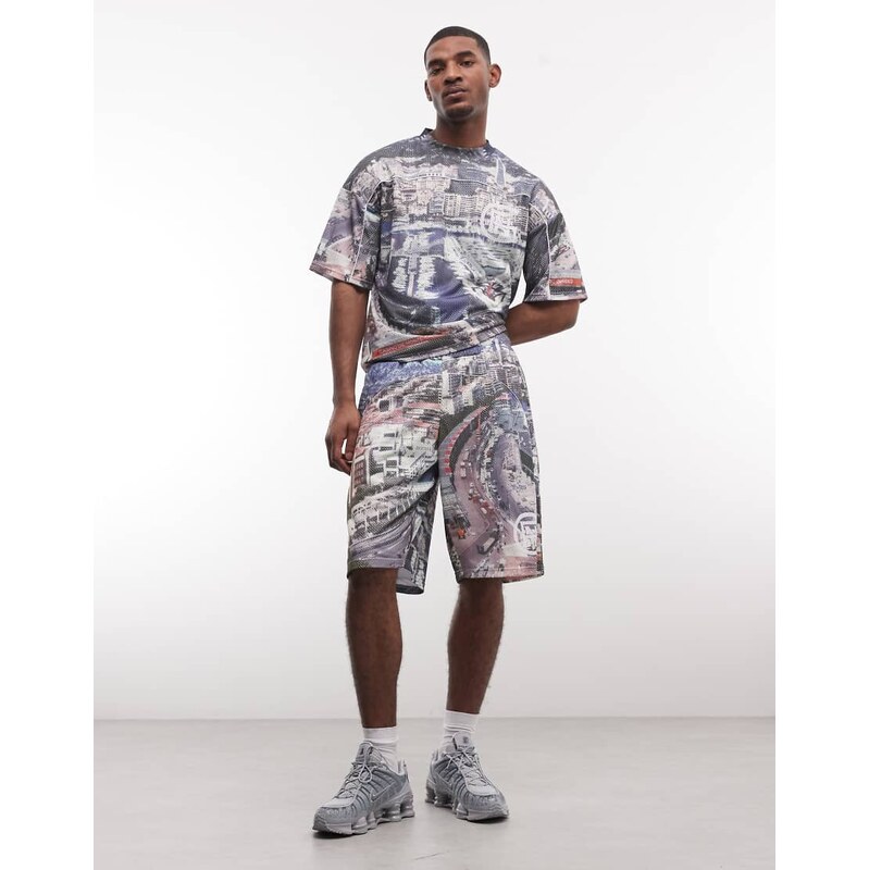 Good For Nothing co-ord jersey shorts with all over city print