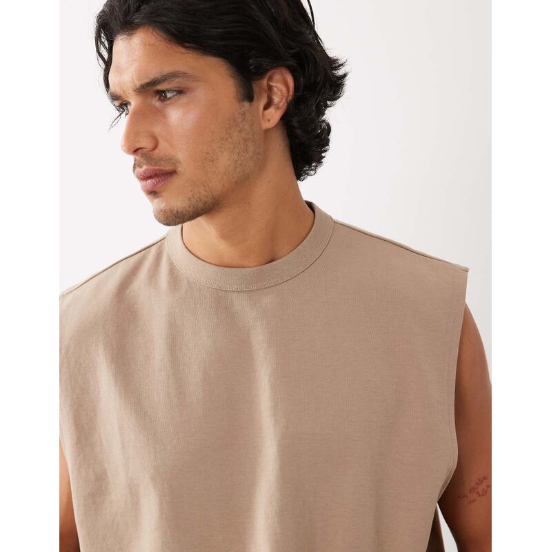 ASOS DESIGN breatheMAX heavyweight oversized tank in beige