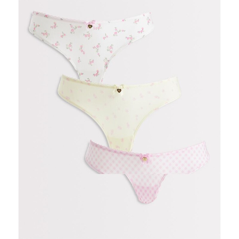 Boux Avenue Freya 3 pack cheeky brazilians in pastel floral-Multi 115589598