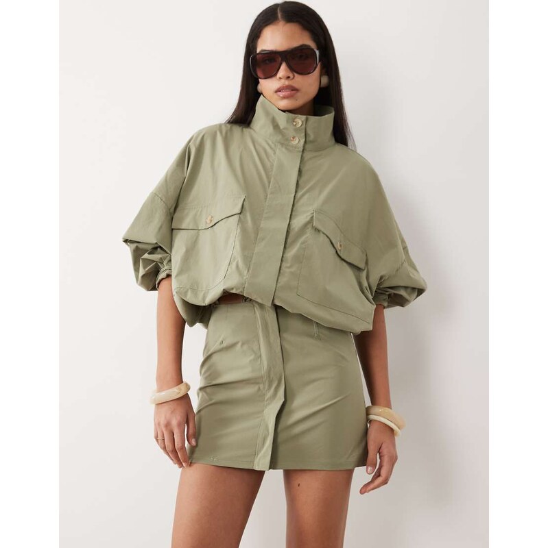 ASOS DESIGN co-ord mini skirt in khaki-Green