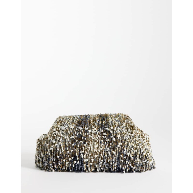 ASOS DESIGN premium embellished tassels frame clutch bag in multi with 115589602