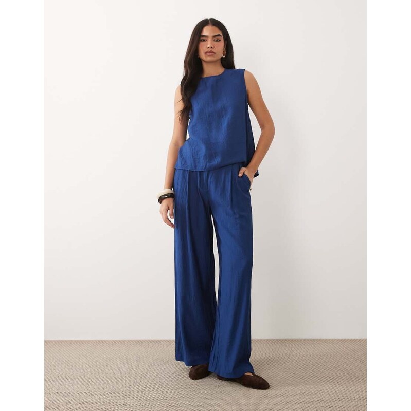 ASOS DESIGN crinkle mensy trouser in co-ord in navy 115589606