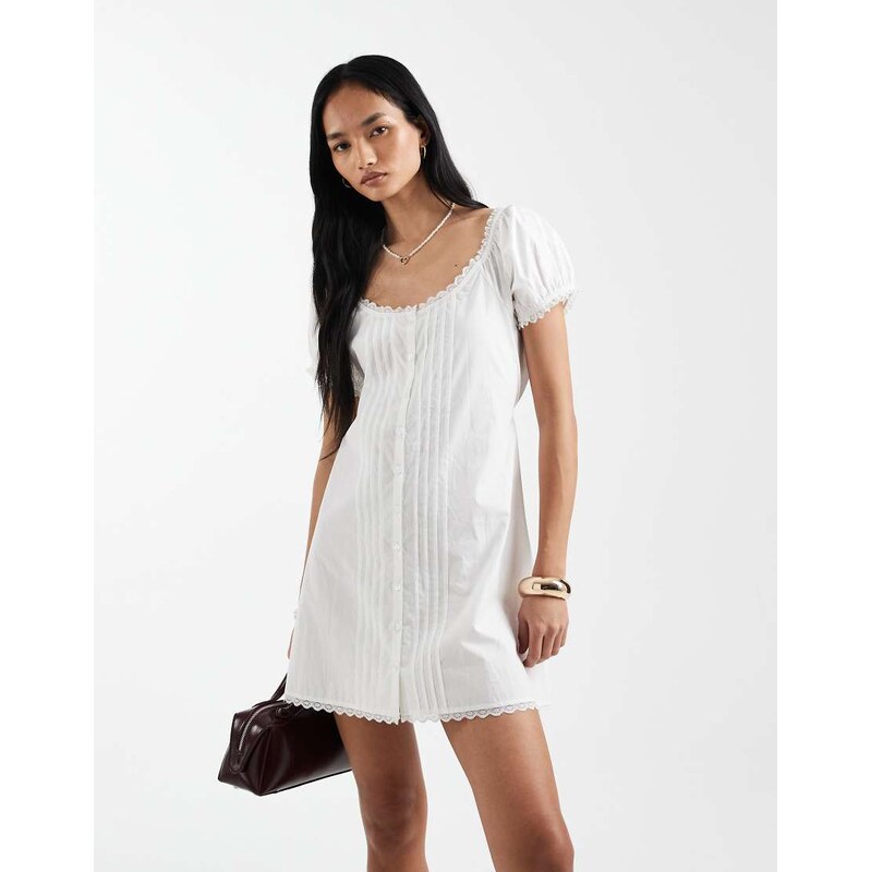 Cotton On Eliza babydoll button down mini dress in white