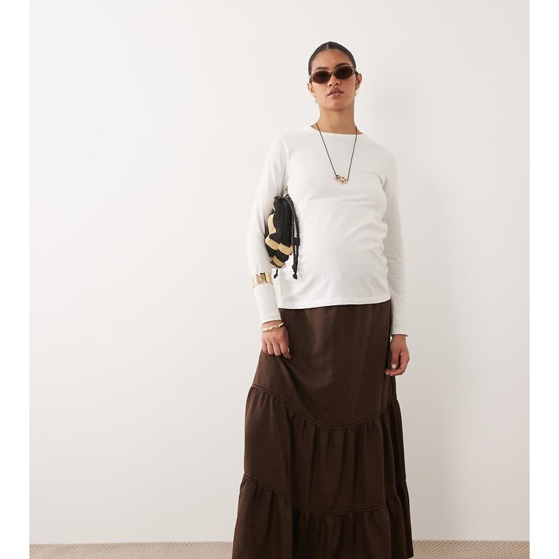 Mama.licious Mamalicious Maternity drawstring waist tiered boho maxi 115589634