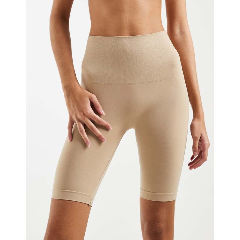 Pieces longline seamless shapewear shorts in beige-Neutral 115589647