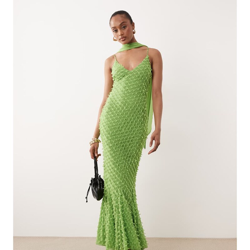 ASOS Tall ASOS DESIGN Tall bias plunge cami dress with full godets and 115589653