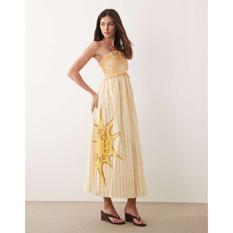 Never Fully Dressed Ashley cotton halter neck maxi dress in