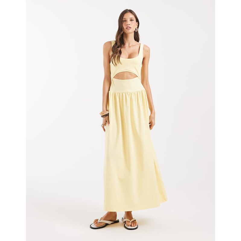 ASOS DESIGN cut out detail midaxi dress in yellow