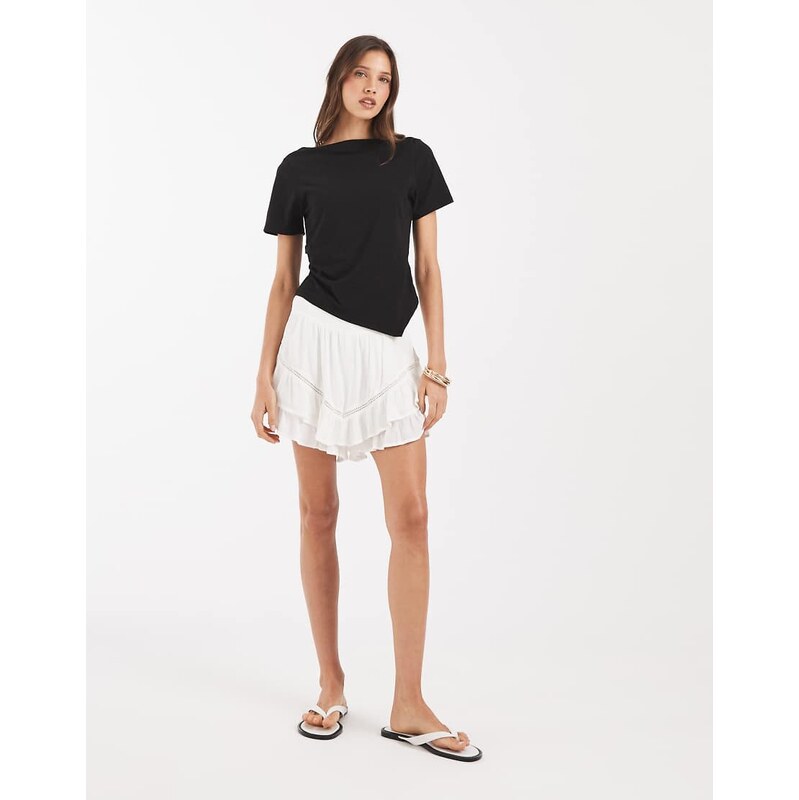 Pieces draping detail asymmetric hem top in black
