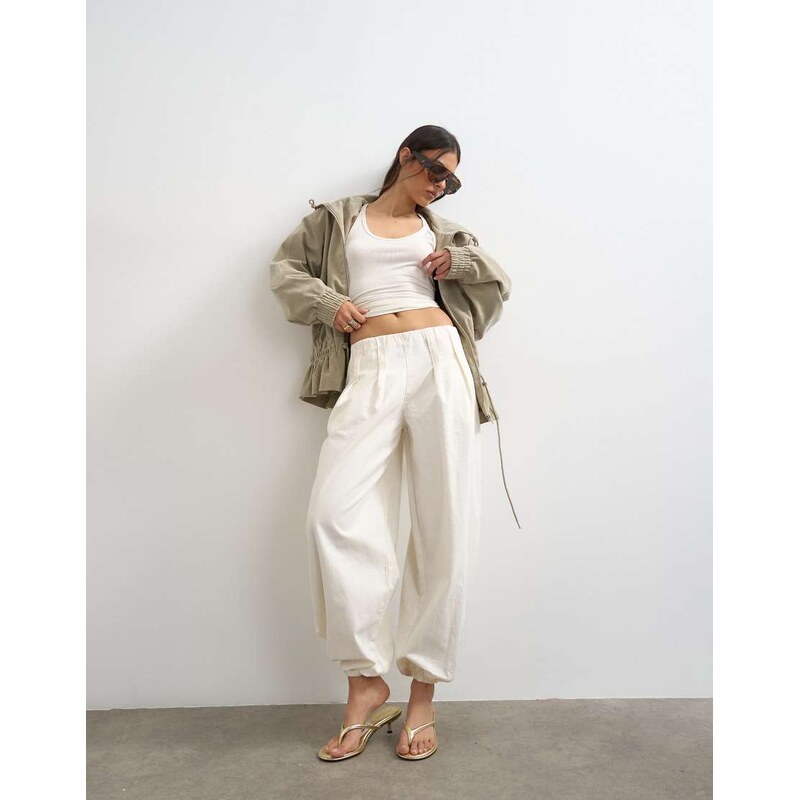Topshop poplin balloon trouser in white