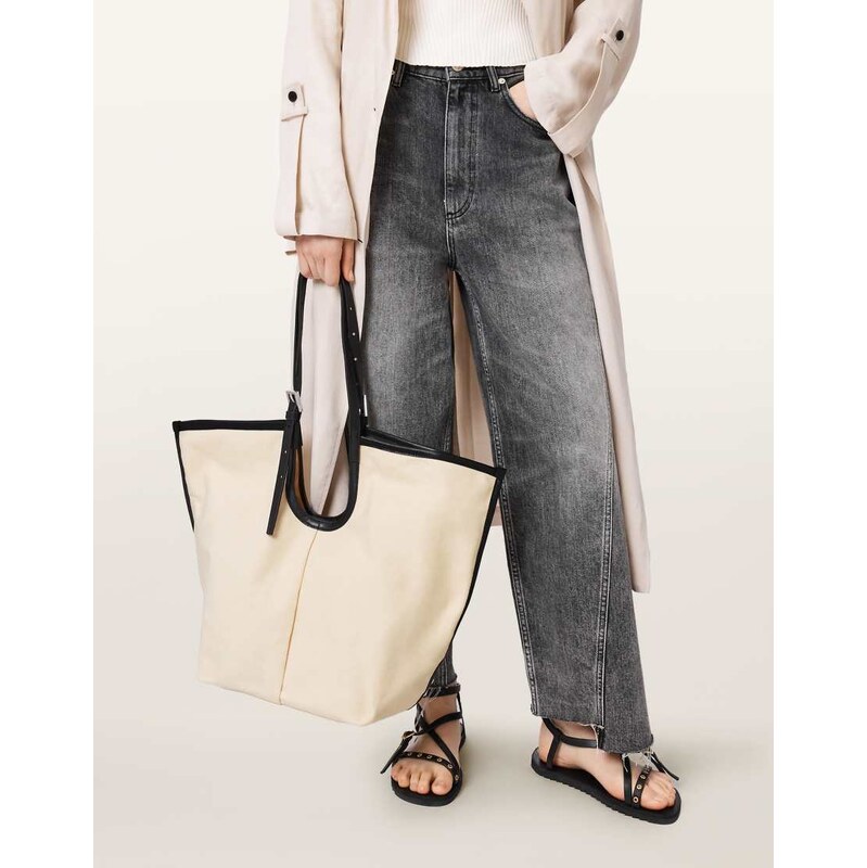 AllSaints Ara canvas tote bag in off white 115589816