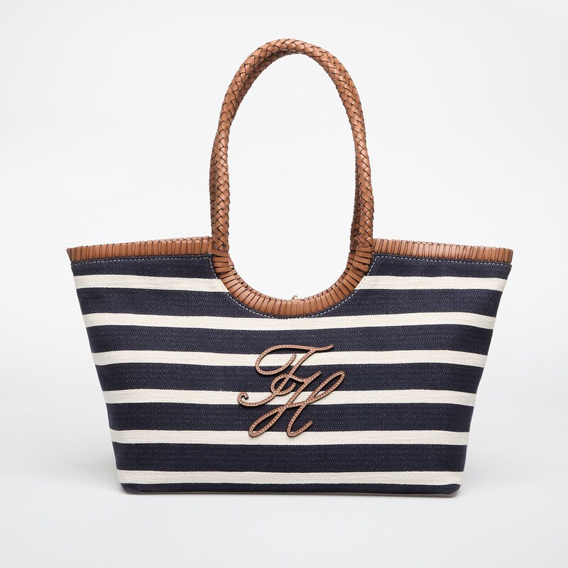 Kabelka Tommy Hilfiger Th Elev Summer Tote Stripe Stripe Blue/ Cognac 115591161