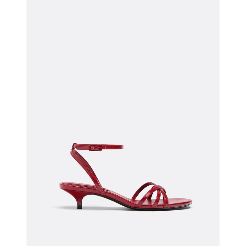 Stradivarius Kitten heel strappy sandals in red