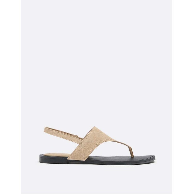 Stradivarius Flat slider sandals with detail in beige-Neutral