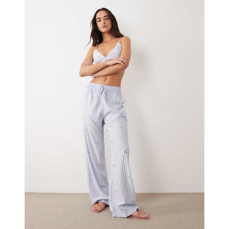 Mango Jewelry straight trouser co-ord in blue stripe