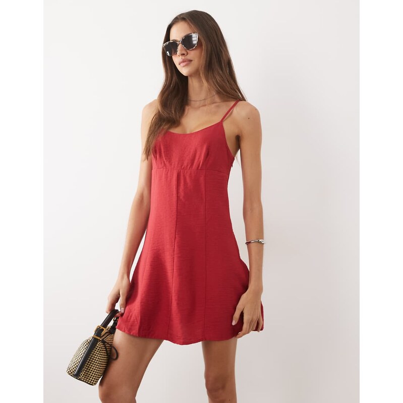 Mango strappy mini dress in red-Orange