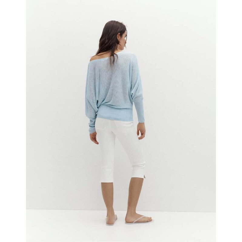 Pull&Bear Asymmetric fine knit jumper in pale blue 115589978