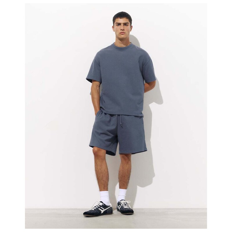 Pull&Bear Short sleeve logo sweatshirt in grey blue