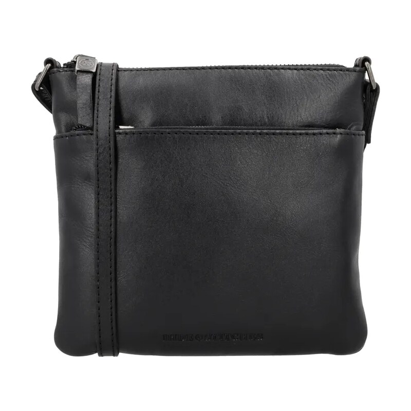 Hide & Stitches Černá čtvercová crossbody z pravé kůže „Milano“