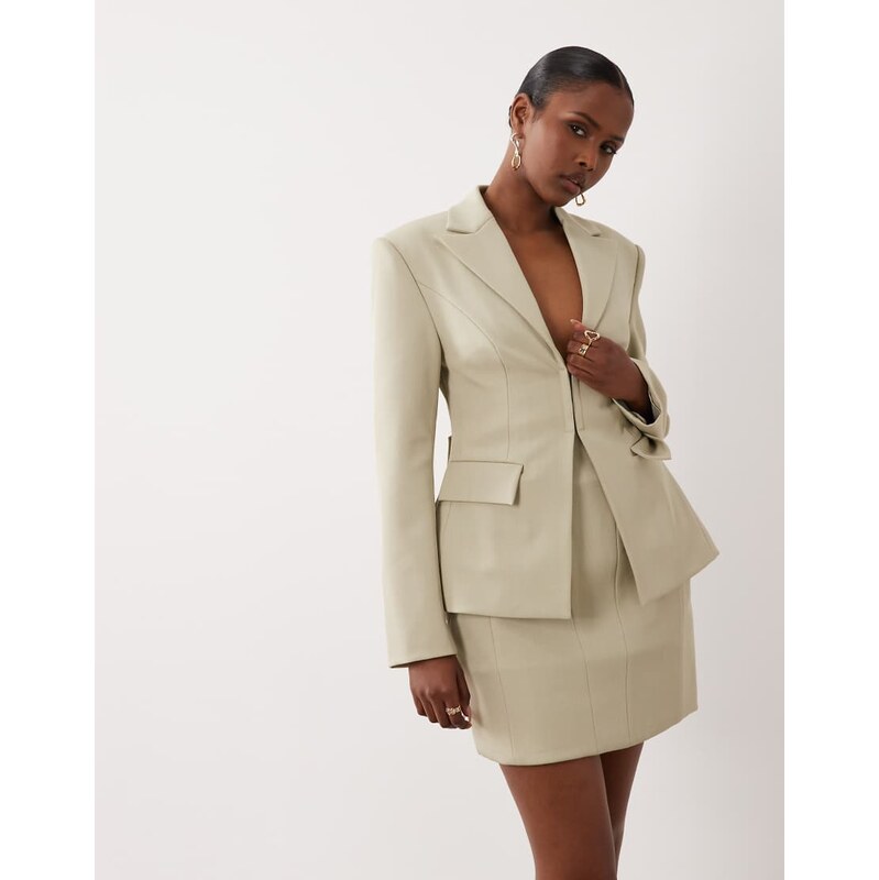 ASOS LUXE co-ord tailored blazer with waist detail in pistachio-Green 115591521
