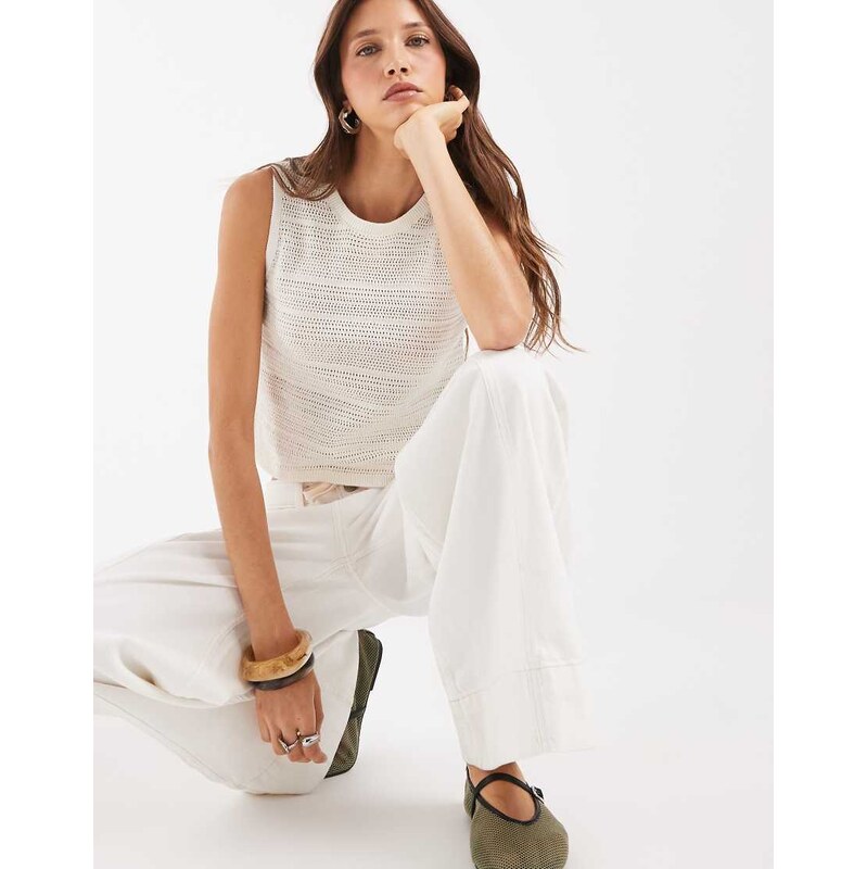 JJXX knitted top in white stripe 115591544