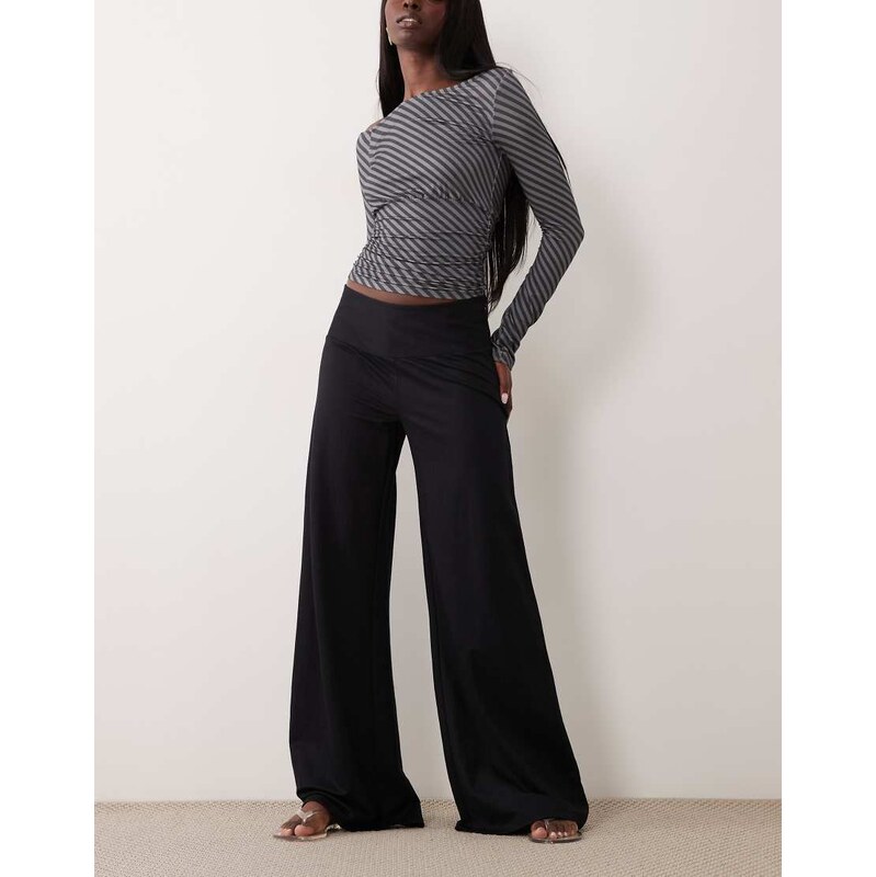 Gina Tricot wide leg jersey trousers in black