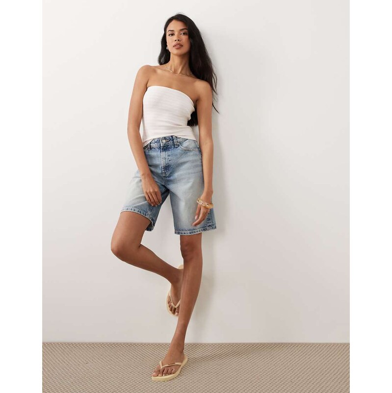 Gina Tricot super stretch tube top in pink and yellow stripe