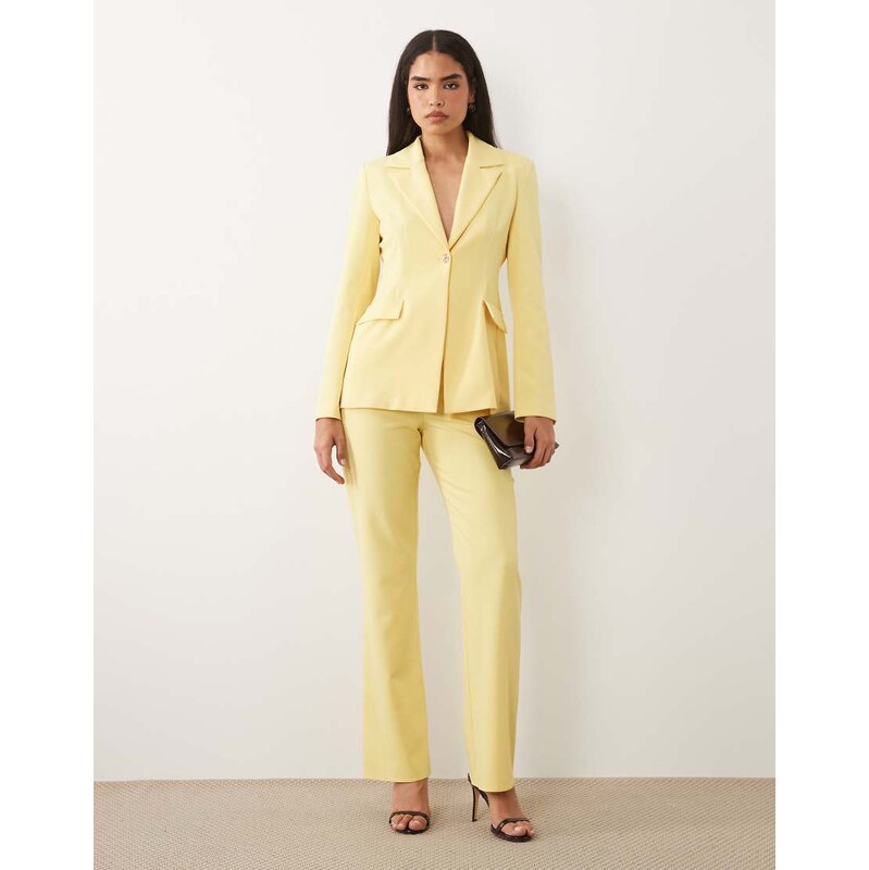 ASOS LUXE co-ord tailored suit trousers in lemon yellow