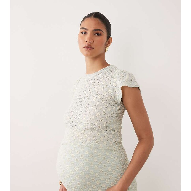 Mama.licious Mamalicious Maternity jersey daisy lace crop top co
