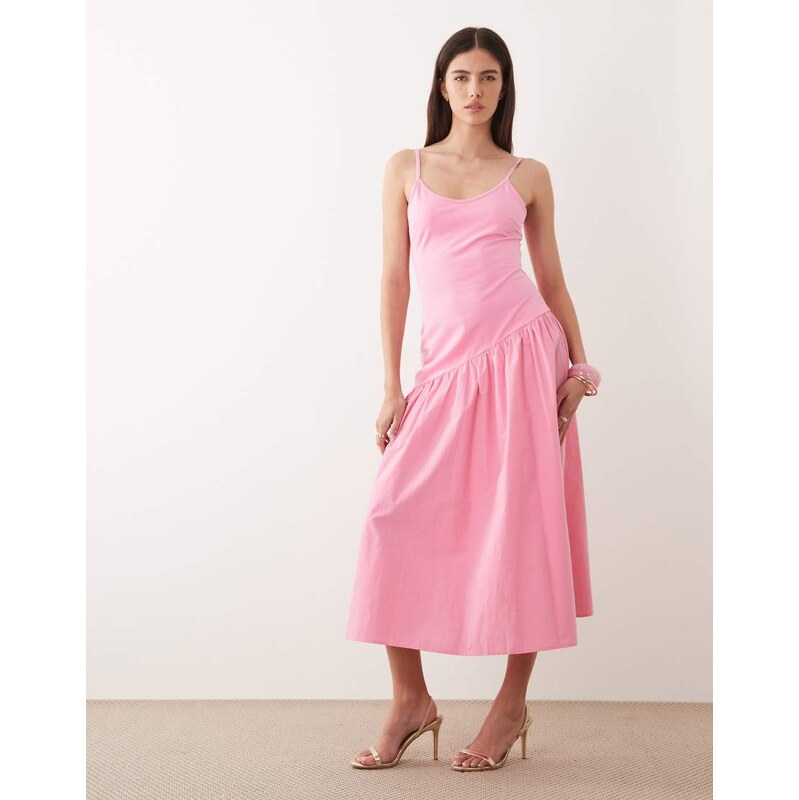Never Fully Dressed cami asymmetric seam midi dress in pink 115591617