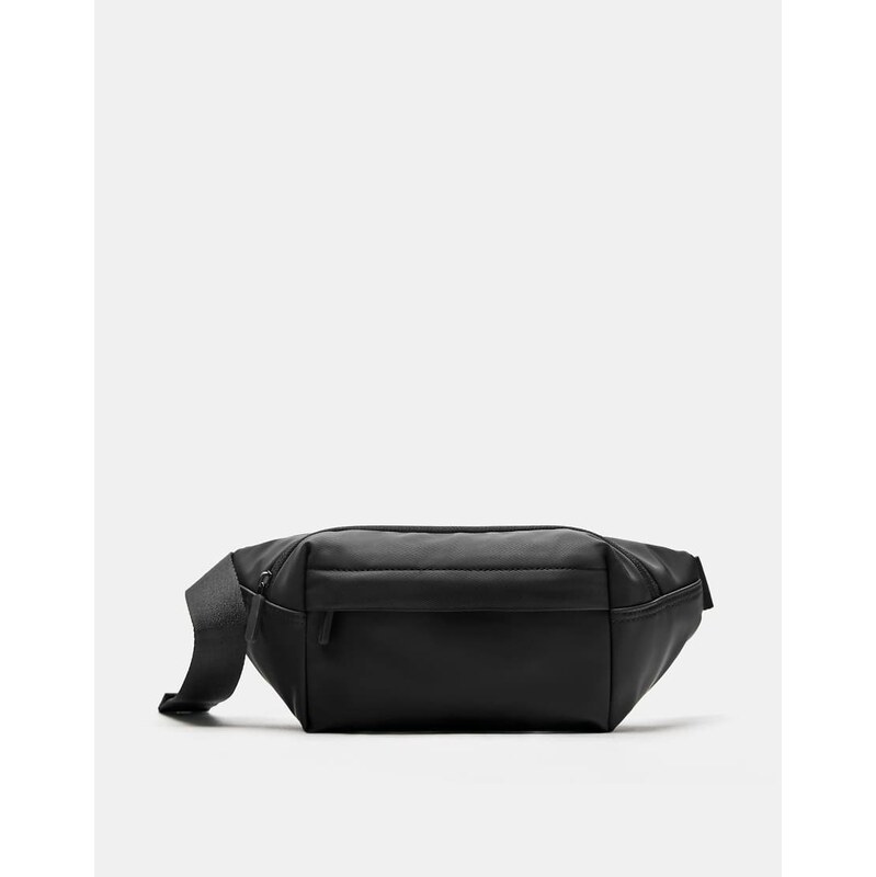 Pull&Bear Rubberised bum bag in black