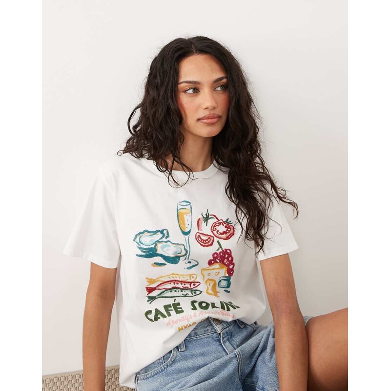Abercrombie & Fitch Cafe Soline graphic t-shirt in white 115591732