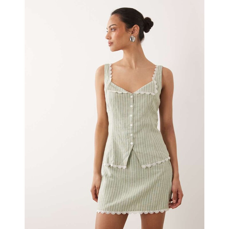 Abercrombie & Fitch linen mini skirt with scallop edge co-ord in