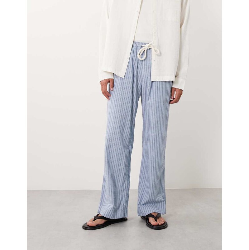 Abercrombie & Fitch cotton rich baggy pull on seersucker trousers in 115591745