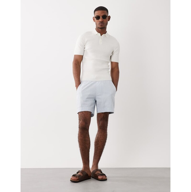 Abercrombie & Fitch 6inch pull on shorts in white stripe 115591755