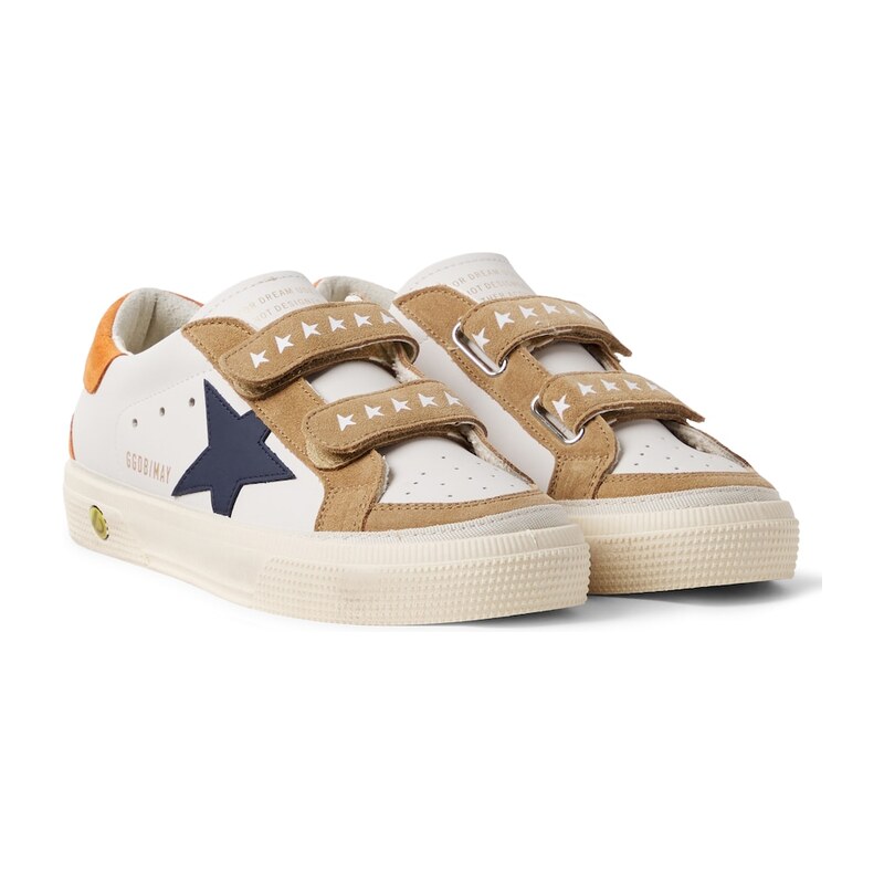 Golden Goose Kids May suede-trimmed leather sneakers