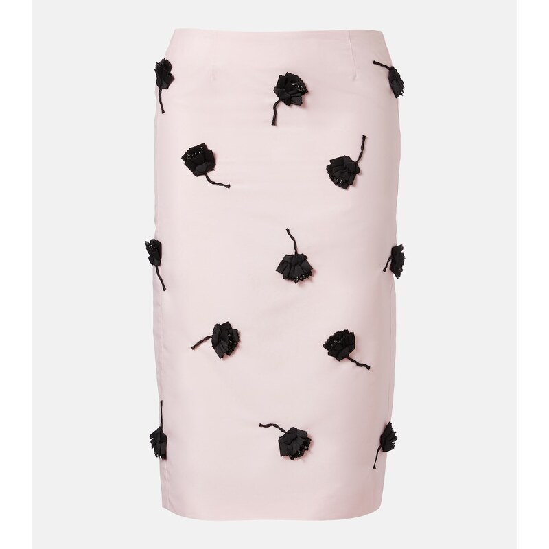 Shushu/Tong Floral-appliquÃ pencil skirt