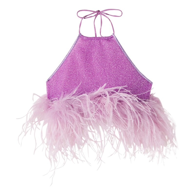 Oseree Kids OsÃree Kids LumiÃ¨re Plumage feather-trimmed top