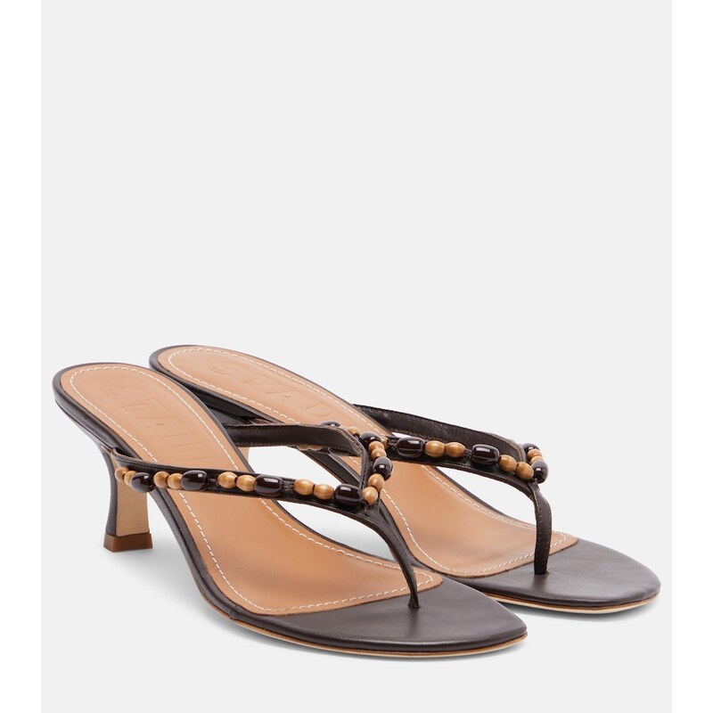 Staud Freja beaded leather thong sandals