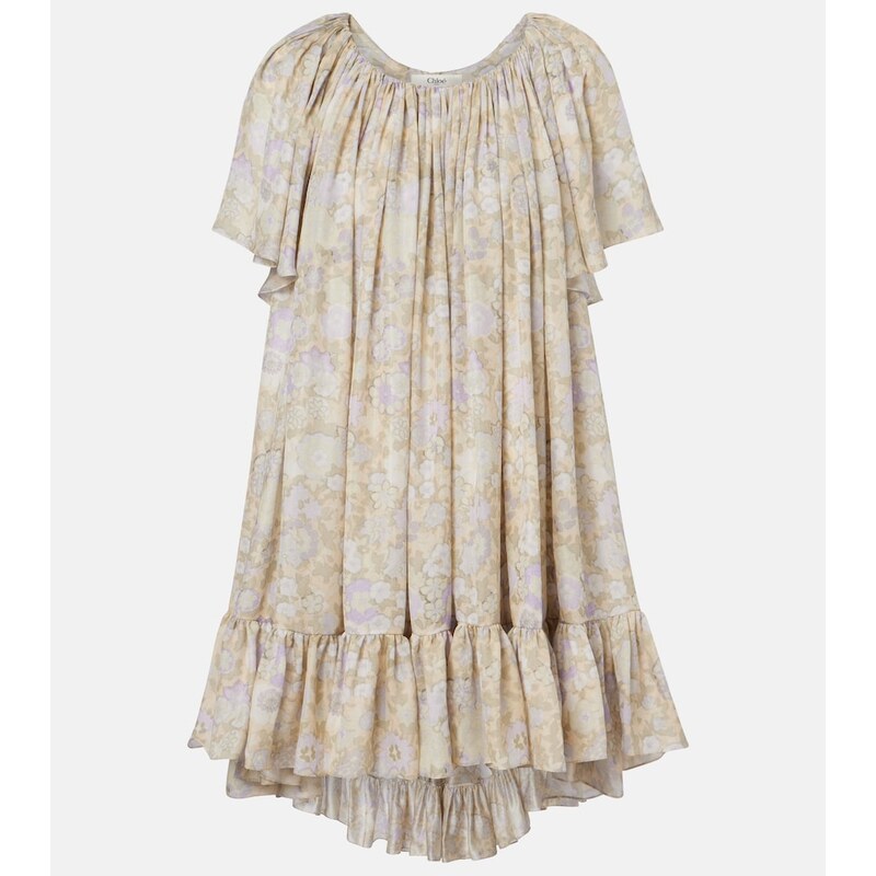 Chloe ChloÃ Floral ruffled silk charmeuse minidress