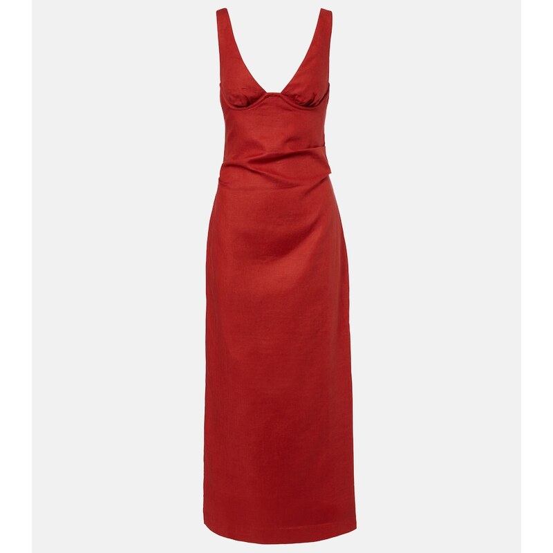 SIR Draped linen midi dress