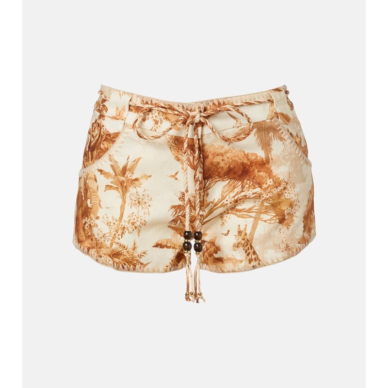 Zimmermann Indra beaded printed linen shorts