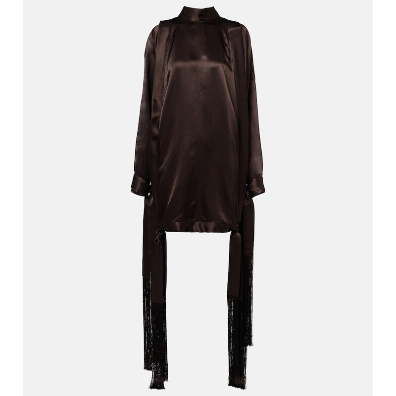 Ferragamo Fringed satin minidress